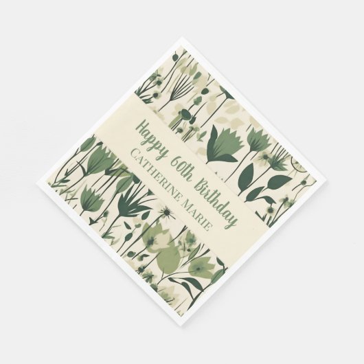 Aangepaste Gelukkige 60e Verjaardag Moderne Groene Servet (Hoek)