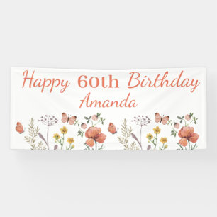 Aangepaste Gelukkige 60e Verjaardag Wildbloemen Spandoek
