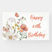 Aangepaste Gelukkige 60e Verjaardag Wildbloemen Spandoek (Horizontaal)