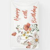 Aangepaste Gelukkige 60e Verjaardag Wildbloemen Spandoek (Verticaal)