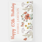 Aangepaste gelukkige 65e verjaardag wilde bloemen spandoek (Verticaal)