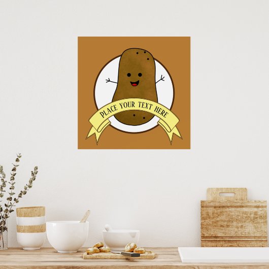 Aangepaste Gelukkige Aardappel Poster (Keuken)