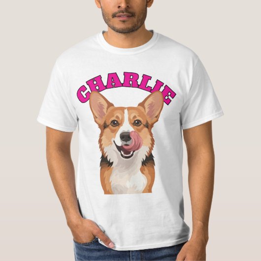 Aangepaste gelukkige Corgi tong uit vector kunst T-shirt (Voorkant)