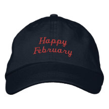 Aangepaste Gelukkige Februari Tekst Navy-Hoeden Pr