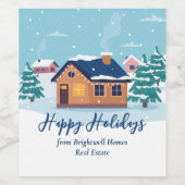 Aangepaste gelukkige feestdagen onroerend goed bed wijn etiket (Enkel label)