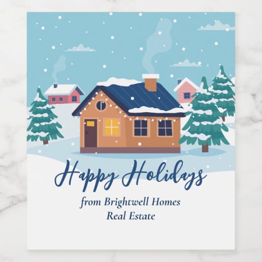 Aangepaste gelukkige feestdagen onroerend goed bed wijn etiket (Enkel label)