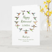 Aangepaste, gelukkige retirement Hummingvogels Kaart (Gele Bloem)