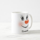 Aangepaste gelukkige sneeuwpop gezicht vrolijk ker koffiemok (Voorkant rechts)