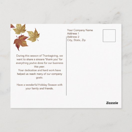 Aangepaste Gelukkige Thanksgiving Bericht Personee Briefkaart (Achterkant)