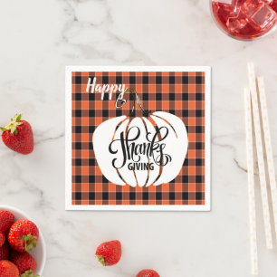 Aangepaste GELUKKIGE Thanksgiving Oranje Buffalo r Servet