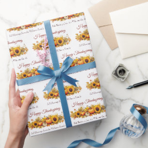 Aangepaste gelukkige thanksgiving pompoenen zonneb cadeaupapier