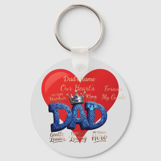 Aangepaste Gelukkige Vaderdag Papa Hart Sleutelhanger (Voorkant)