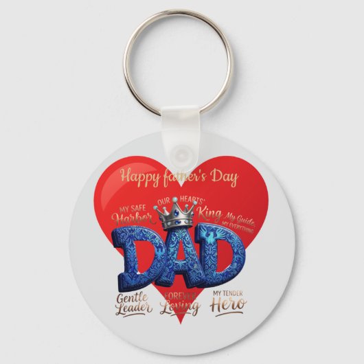 Aangepaste Gelukkige Vaderdag Papa Hart Sleutelhanger (Voorkant)