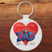 Aangepaste Gelukkige Vaderdag Papa Hart Sleutelhanger (Voorkant)