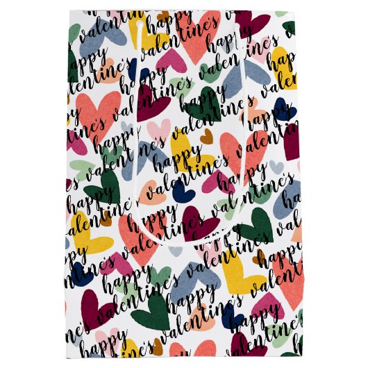 Aangepaste, gelukkige Valentijns ik hou van je har Medium Cadeauzakje (Achterkant)