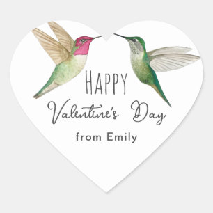 Aangepaste Gelukkige Valentijnsdag Kolibries Hart Sticker