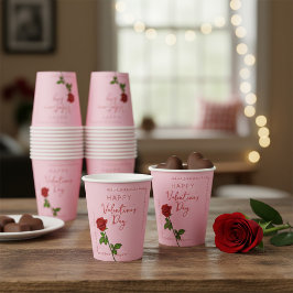Aangepaste gelukkige Valentijnsdag Roos Papieren Bekers