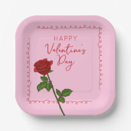 Aangepaste Gelukkige Valentijnsdag Roos Papieren Bordje
