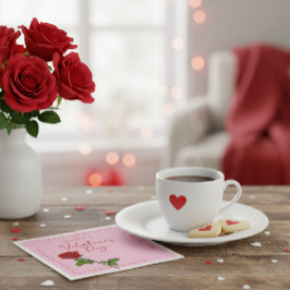 Aangepaste gelukkige Valentijnsdag Roos Servet