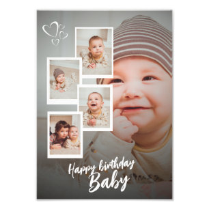 Aangepaste Gelukkige Verjaardag Baby Fotocollage P Foto Afdruk