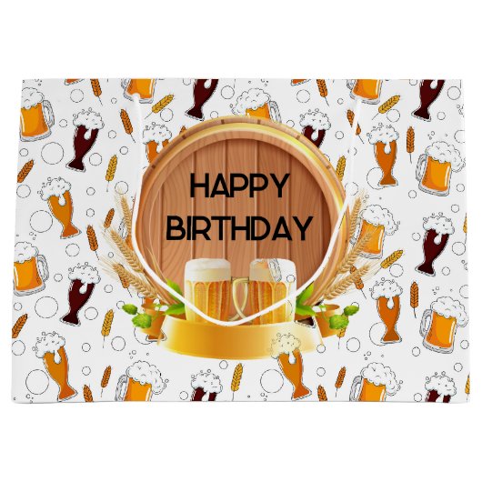 Aangepaste Gelukkige Verjaardag Bier Groot Cadeauzakje (Voorkant)