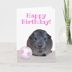 Aangepaste Gelukkige Verjaardag Cavia Roze Voetbal Kaart