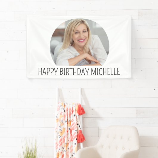 Aangepaste gelukkige Verjaardag Fotonaam Spandoek (Insitu)