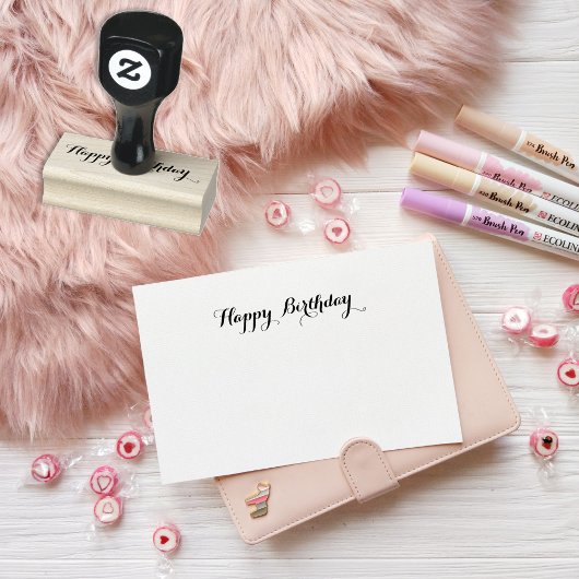 Aangepaste Gelukkige Verjaardag Groet Elegant Scri Rubberstempel