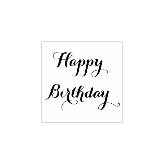 Aangepaste Gelukkige Verjaardag Groet Elegant Scri Rubberstempel (Afrduk)