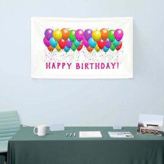 Aangepaste gelukkige verjaardag met ballonnen spandoek (Beurs)