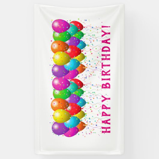 Aangepaste gelukkige verjaardag met ballonnen spandoek (Verticaal)