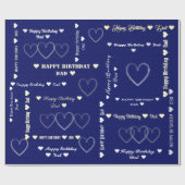 Aangepaste Gelukkige Verjaardag Papa Donkerblauw H Cadeaupapier (Vlak)
