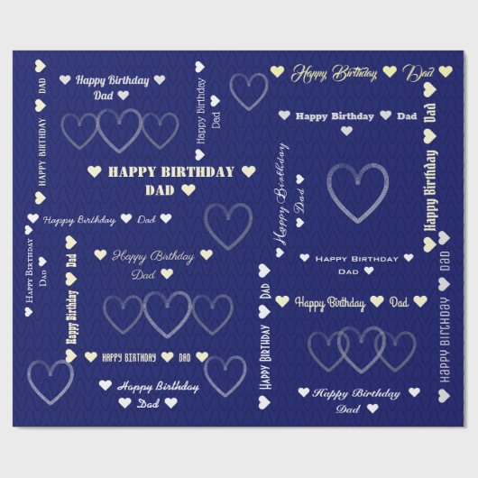 Aangepaste Gelukkige Verjaardag Papa Donkerblauw H Cadeaupapier (Vlak)