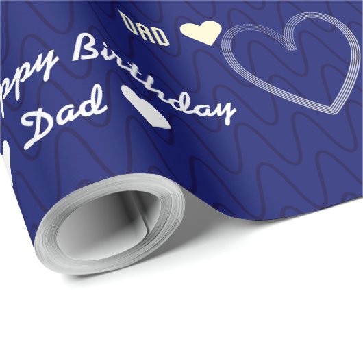 Aangepaste Gelukkige Verjaardag Papa Donkerblauw H Cadeaupapier (Rol Hoek)