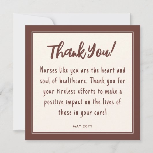 Aangepaste Gelukkige Verpleegkundigen Week Verplee Bedankkaart (Achterkant)