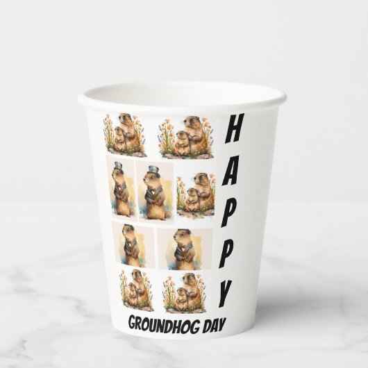Aangepaste gematigde aardhog Dag 9 Fotocollage Papieren Bekers (Voorkant)
