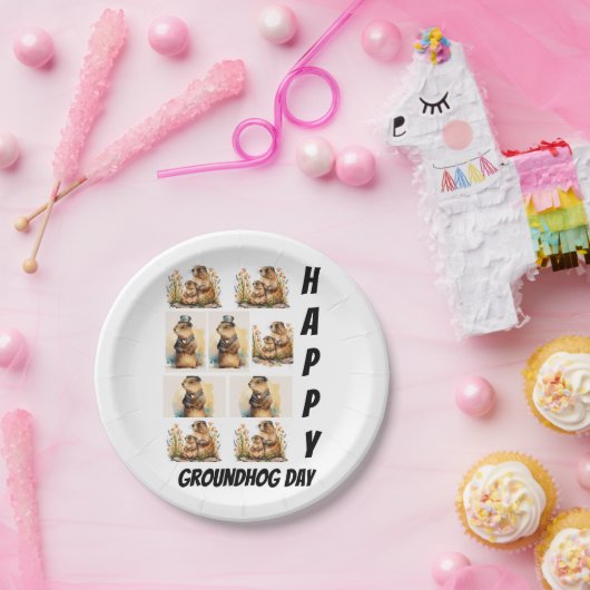 Aangepaste gematigde aardhog Dag 9 Fotocollage Papieren Bordje (Feest)