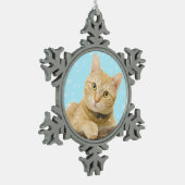 Aangepaste gember tabby kat foto tin sneeuwvlok ornament (Links)