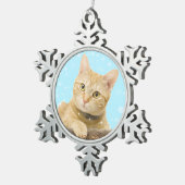 Aangepaste gember tabby kat foto tin sneeuwvlok ornament (Rechts)