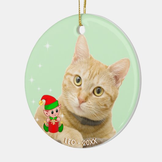 Aangepaste gember tablet katfoto met Cute Elf Keramisch Ornament (Links)