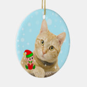 Aangepaste gember tablet katfoto met Cute Elf Keramisch Ornament (Rechts)