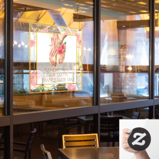 Aangepaste generieke nagel haar salon Tranquility  Raamsticker (Restaurant Raam)