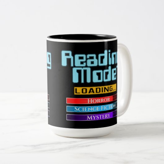 Aangepaste genreleesmodus tweekleurige koffiemok (Voorkant rechts)