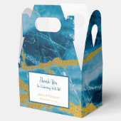 Aangepaste geode Agate Gemstone Blue en Gold Bedankdoosjes (Geopend)