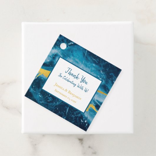 Aangepaste geode Agate Gemstone Blue en Gold Bedankjes Labels (In situ)