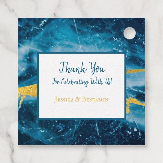 Aangepaste geode Agate Gemstone Blue en Gold Bedankjes Labels (Achterkant)