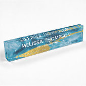 Aangepaste geode Agate Gemstone Blue en Gold Naambordje