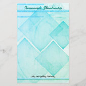 Aangepaste geometrische Blauwgroen Abstracte achte Briefpapier (Voorkant)