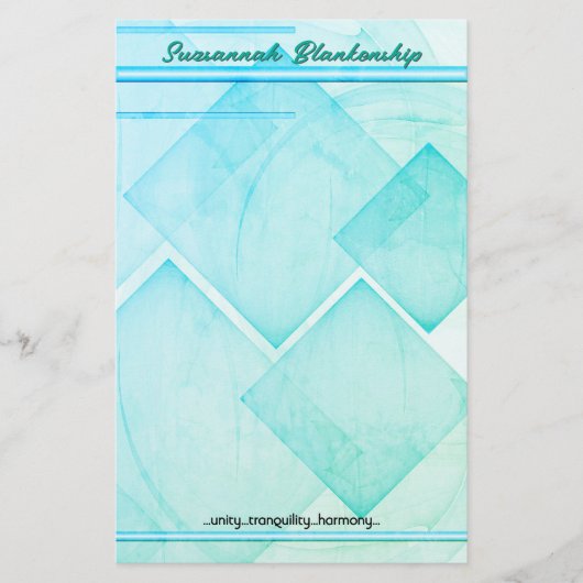 Aangepaste geometrische Blauwgroen Abstracte achte Briefpapier (Voorkant)