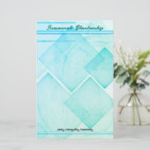 Aangepaste geometrische Blauwgroen Abstracte achte Briefpapier (Staand voorkant)